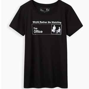 5X 28W Torrid Black Would Rather Be Watching The Office Slim Fit Tee Crew Neck